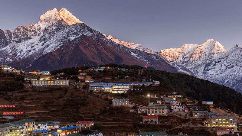 Pur. Namche at night, Nepal, EBC