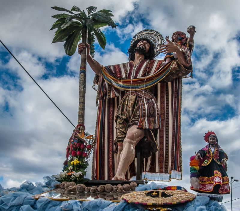 Sculpture of San Cristobal during the procession of Corpus Chris, Cusco festival, Peru