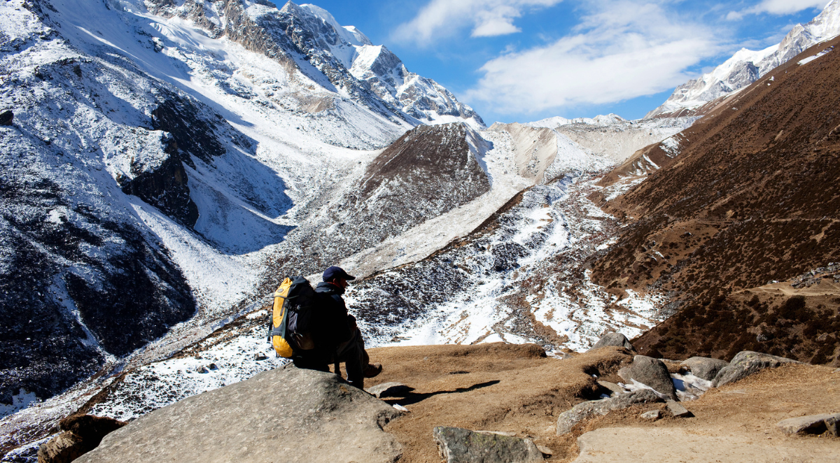 Larkya La Pass hiker
