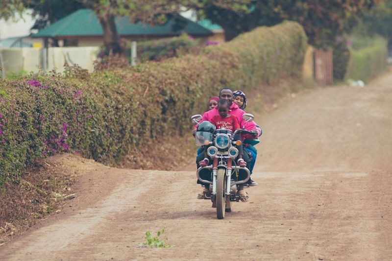 family on motorbike in Tanzania