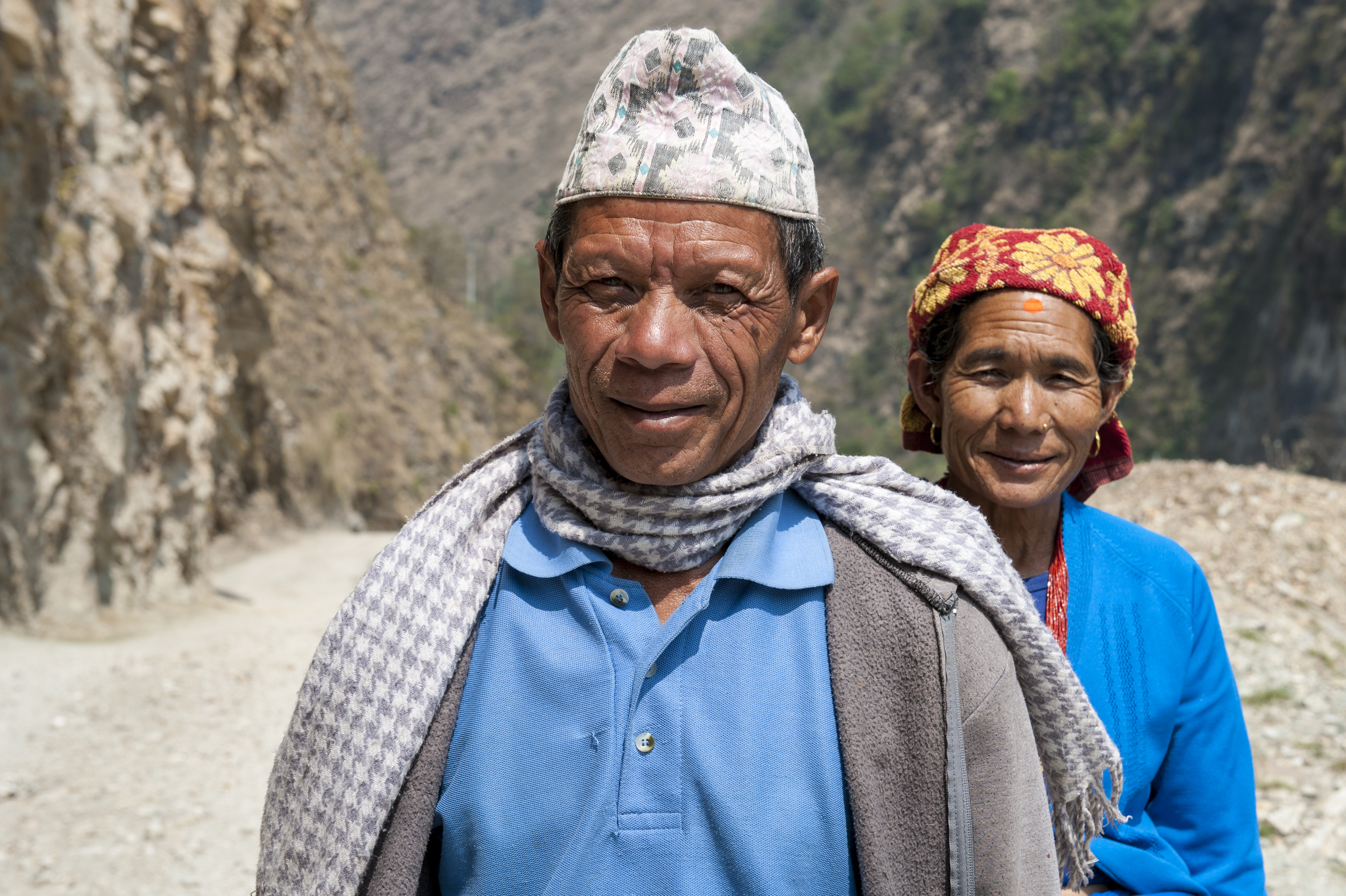 A Sherpa couple are going to the local market in Annapurna, Nepal