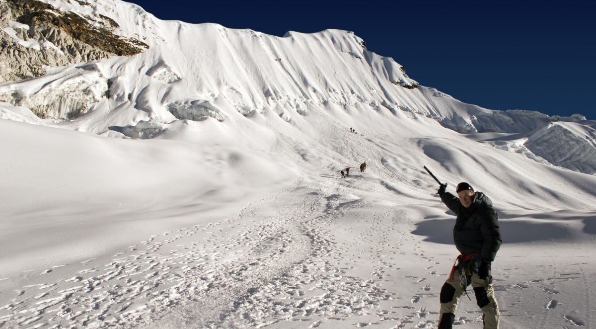 Climber on Island Peak trek