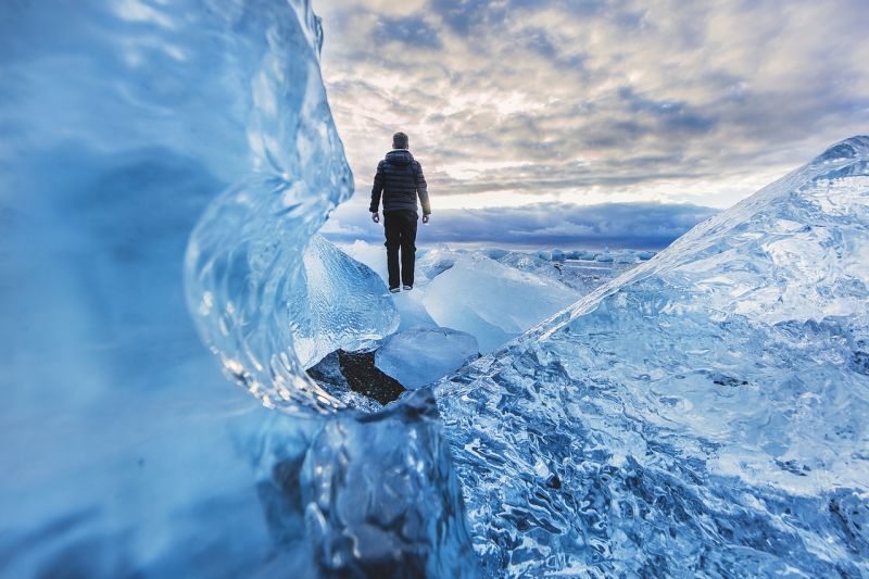 Man standing on ice floe