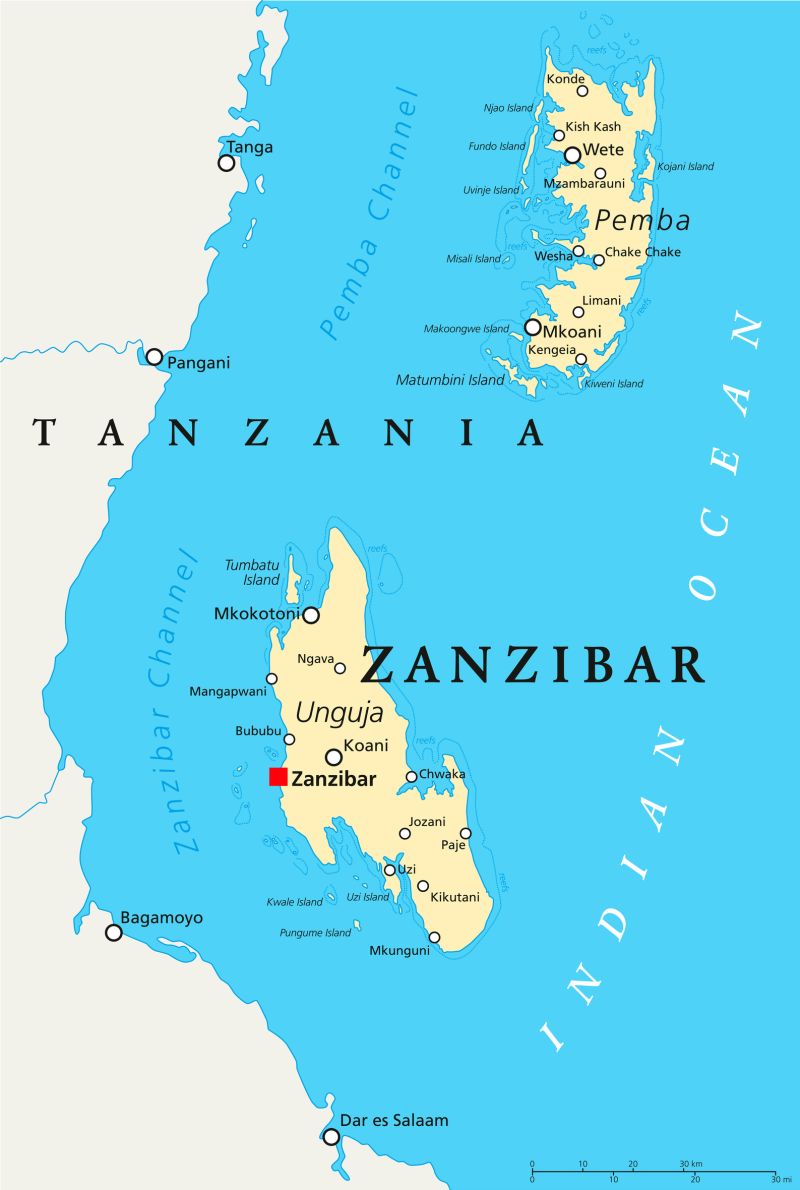 Map of Zanzibar Archipelago 