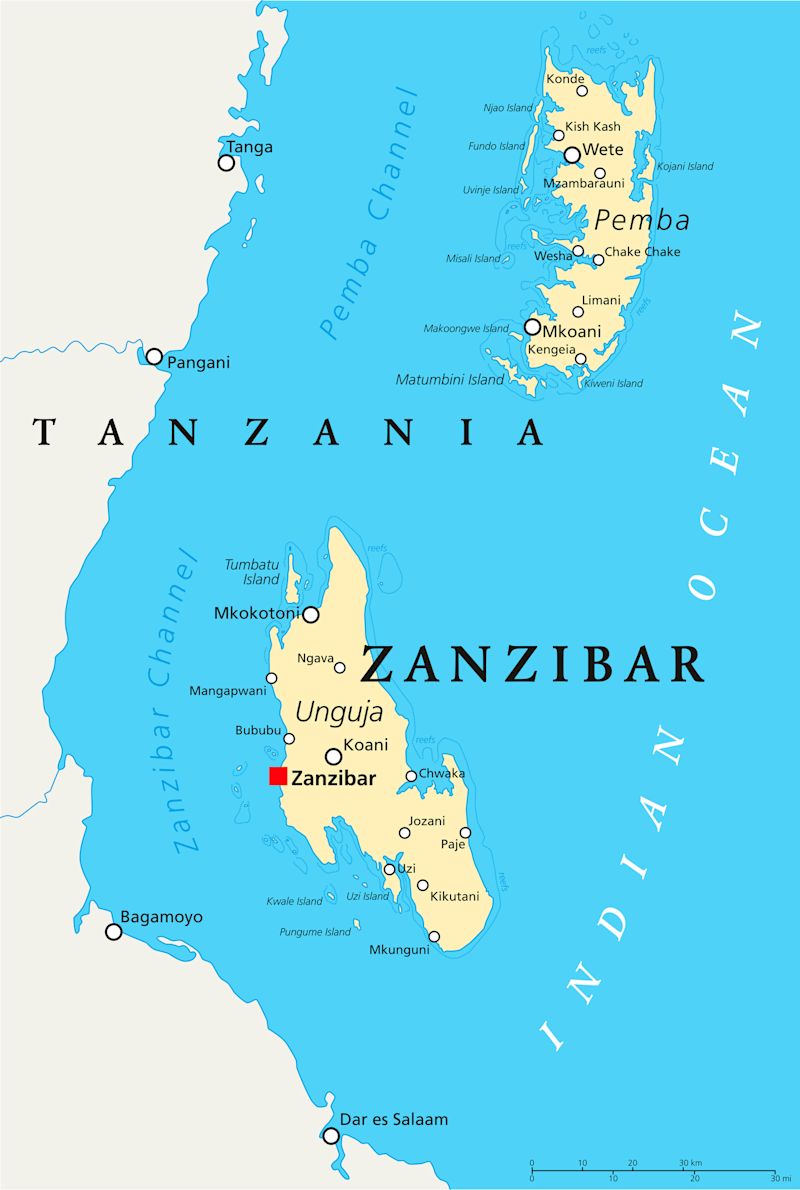 Map of Zanzibar Archipelago