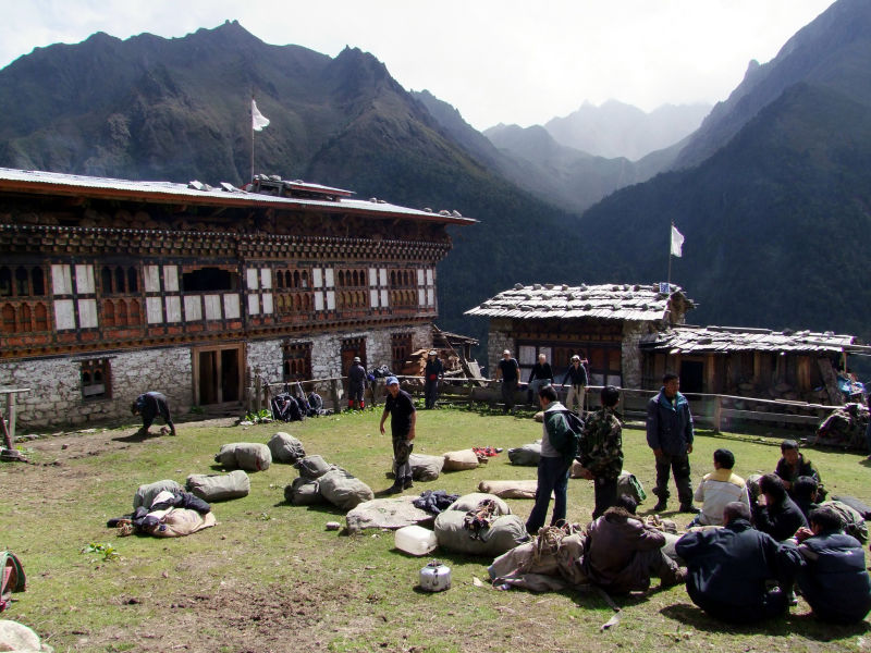 Img by Mark Horrel, attrib required, camping ground in Laya, Laya trek, Bhutan
