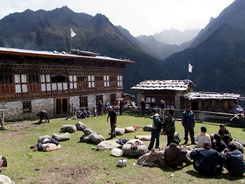 Img by Mark Horrel, attrib required, camping ground in Laya, Laya trek, Bhutan