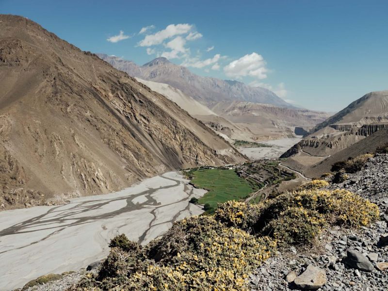 Valley in barren landscape in Annapurna mountains, Nepal packing list