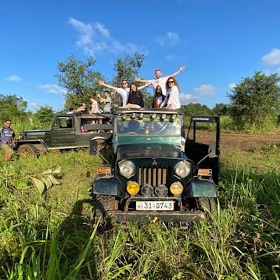 Clients on jeep safari in Sri Lanka