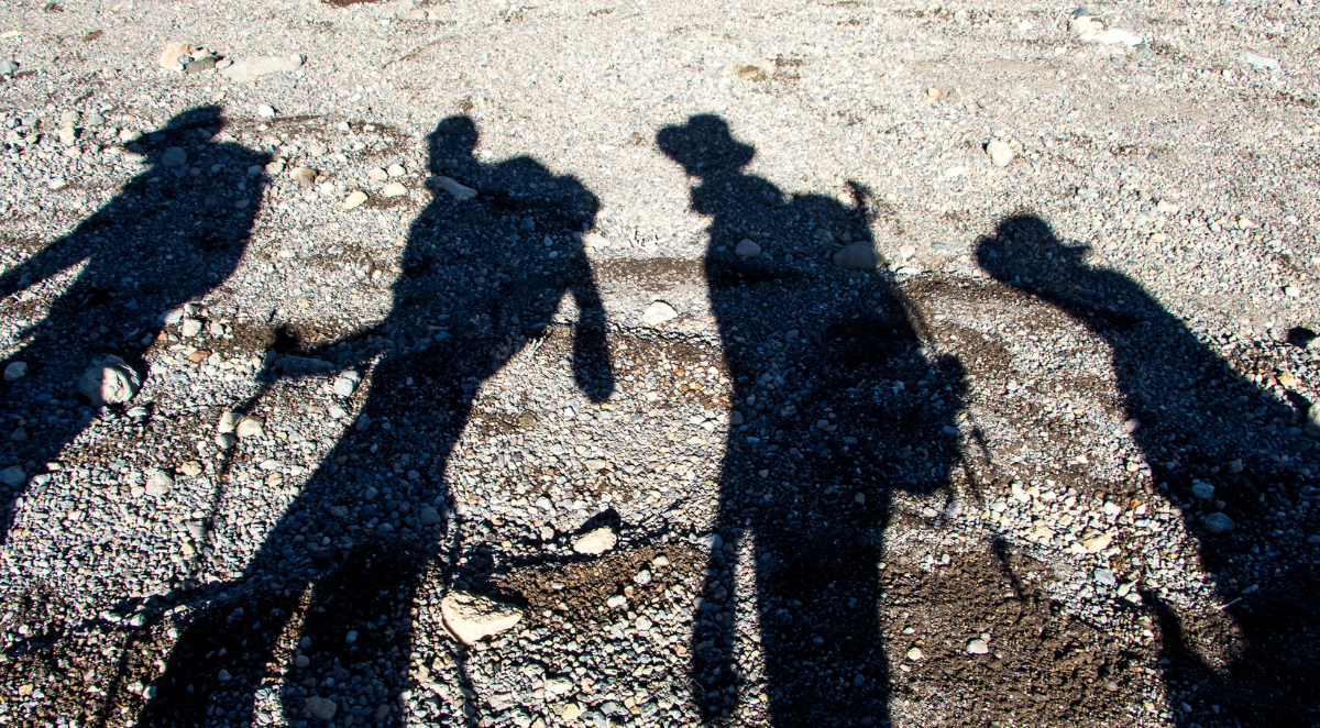 Shadows of trekkers