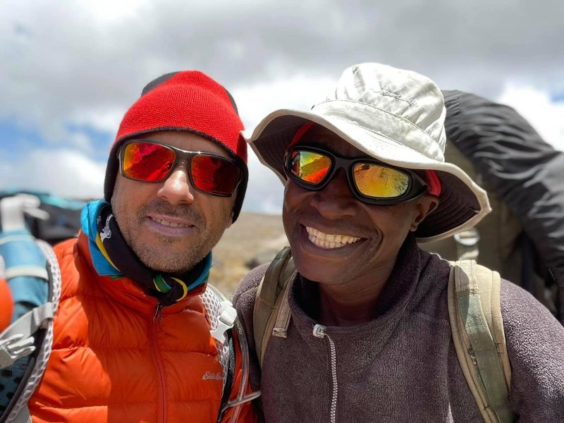 Mihaly and guide close up Kilimanjaro