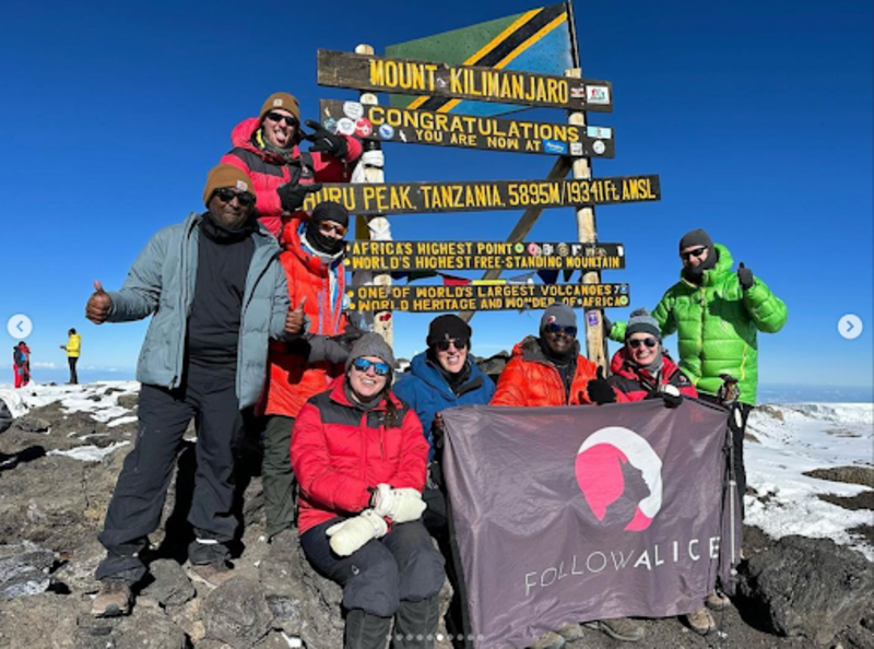 group pic at Uhuru Peak on Kilimanjaro