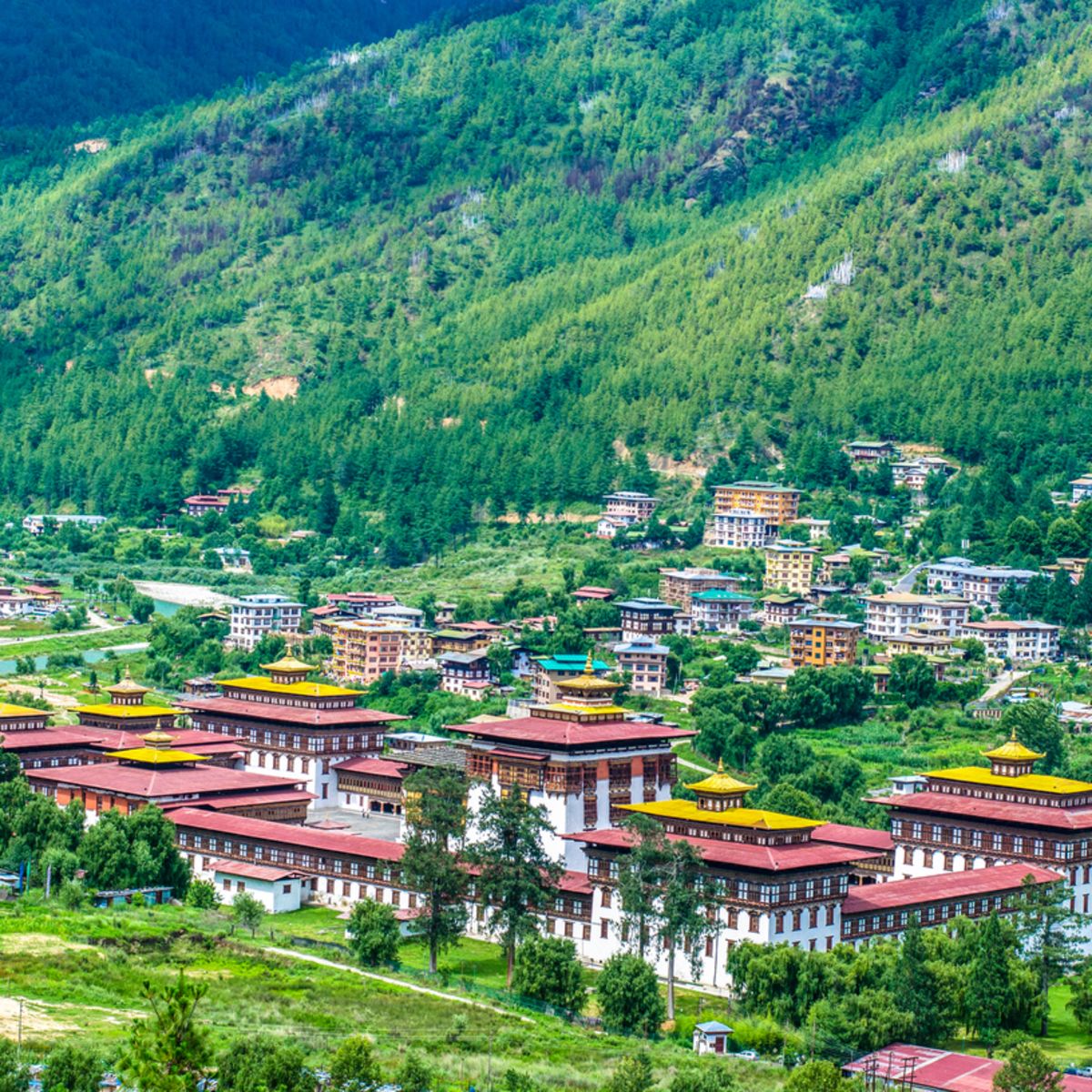 Tashichho Dzong in spring in Thimphu, Bhutan