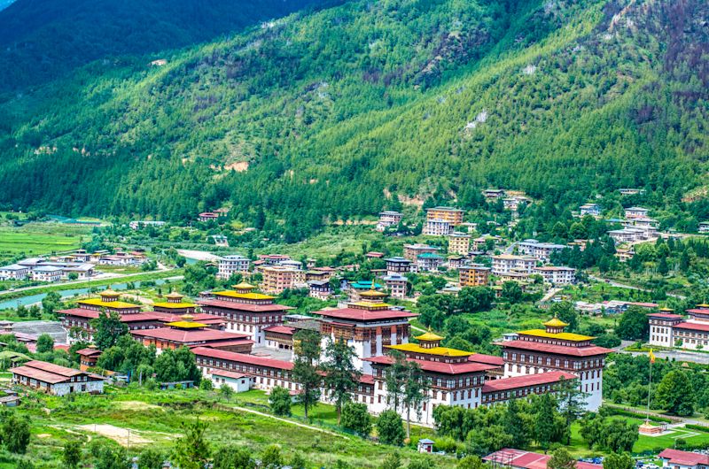 Tashichho Dzong in spring in Thimphu, Bhutan