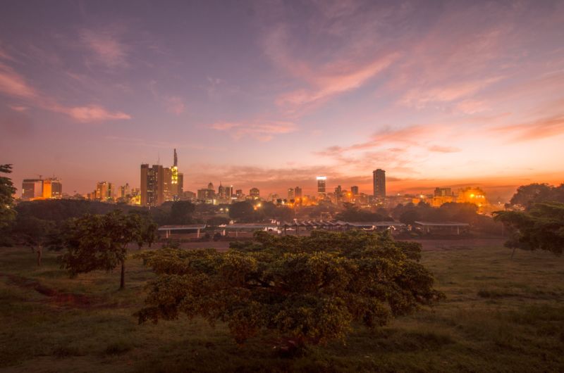 Sunrise over Nairobi city, Kenya
