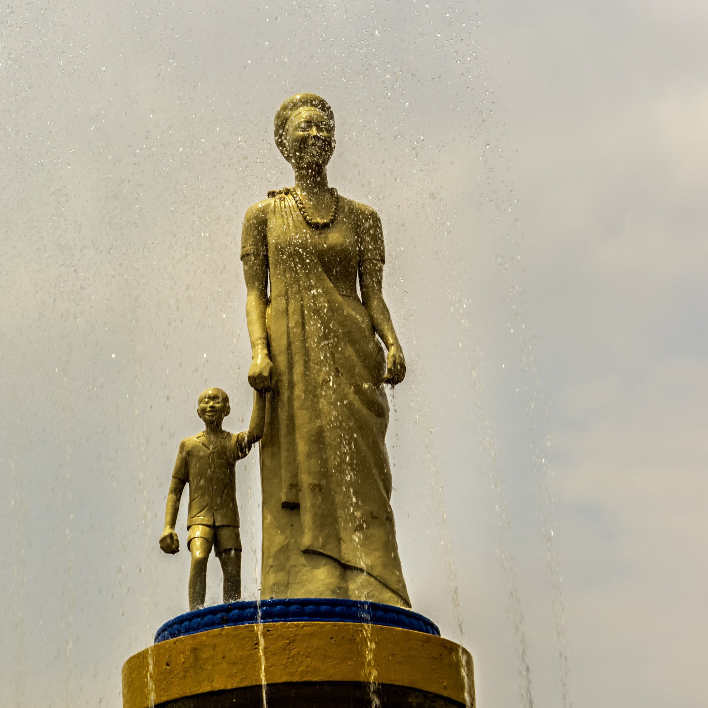 Gold Mother and Child statue in Kigali, Rwanda