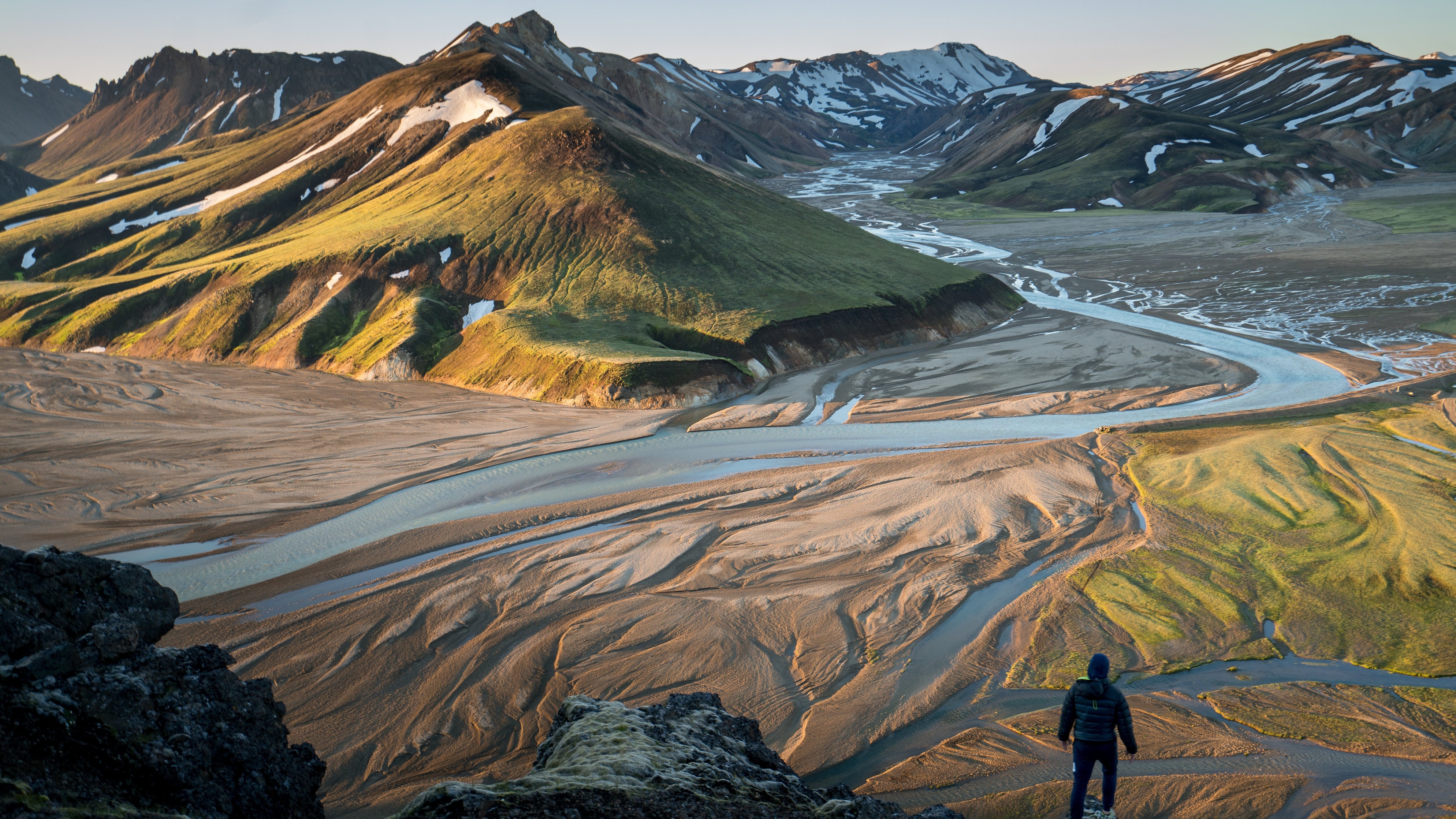 Iceland trekker mountains inland trek