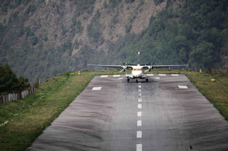 Lukla airport and plane