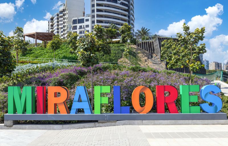 Large multicoloured Miraflores Malecon Walkway sign, L