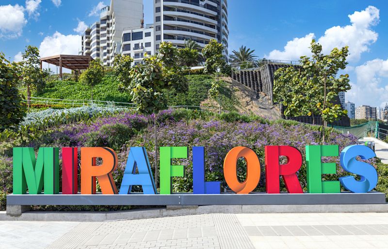 Large multicoloured Miraflores Malecon Walkway sign, L