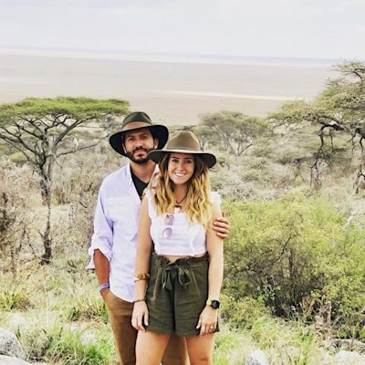 Two people on Serengeti safari, Tanzania