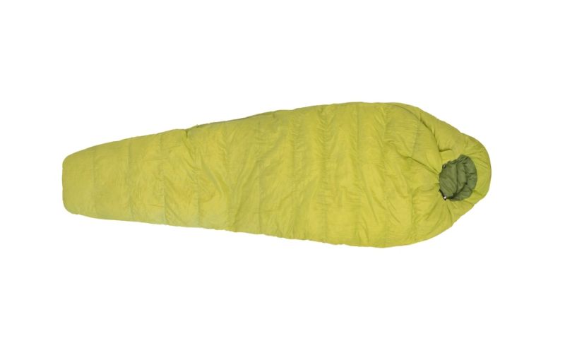 Yellow mummy sleeping bag with hood