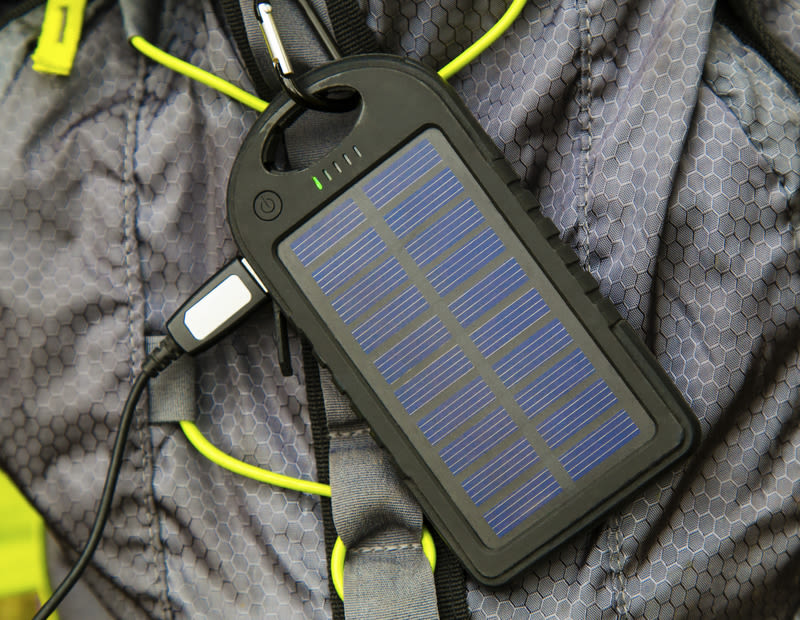 Solar charger on backpack