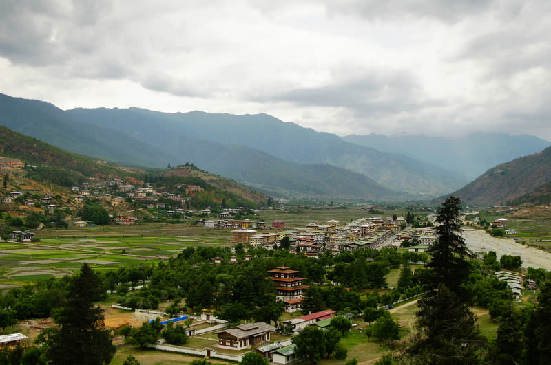 Paro Valley and city in summer