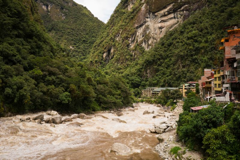 Urubamba river at Sacred Valley, between Ollantaytambo and Aguas Calientes on the way to Machu Picchu, Peru 