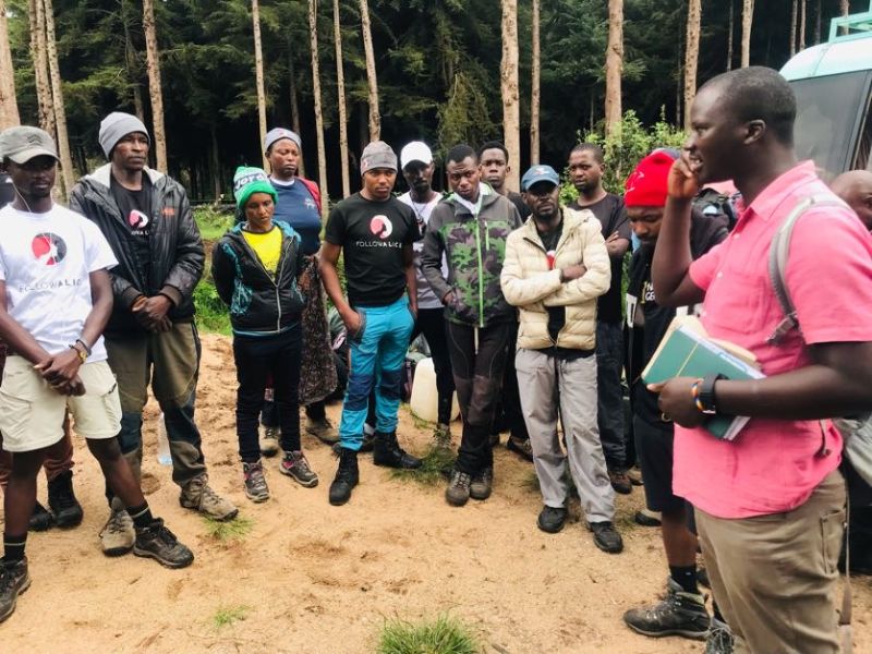 Follow Alice team briefing for KRTO clean-up initiative on Kilimanjaro