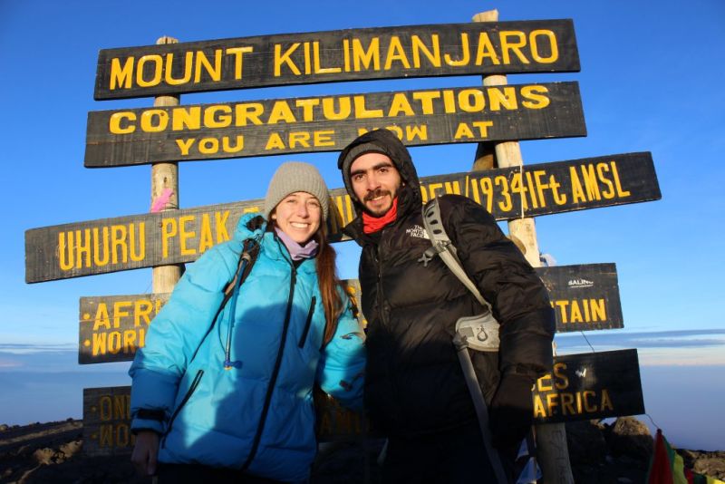 Couple at top of Kilimanjaro