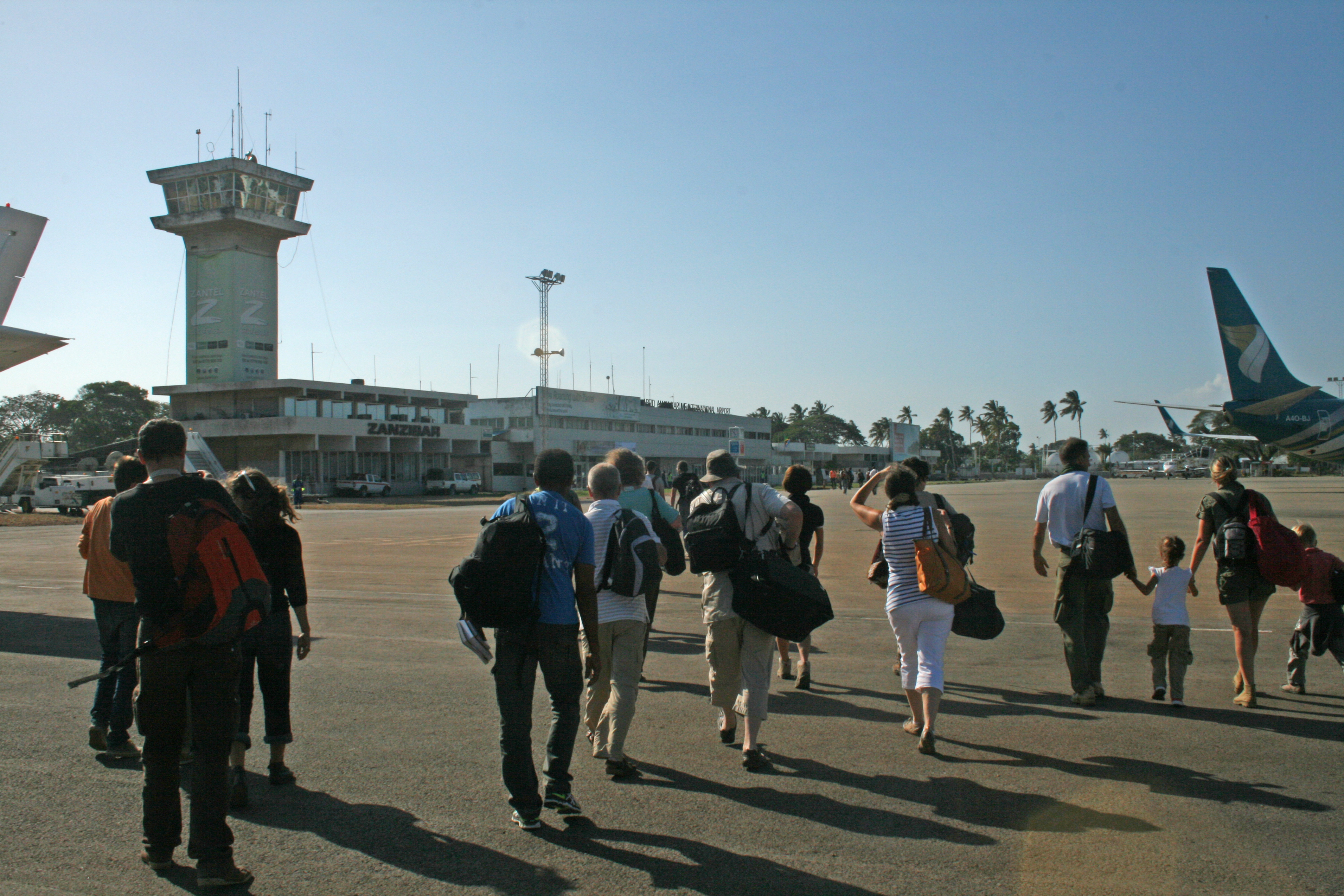  Tourists just arrived in the international airport of zanzibar in tanzania