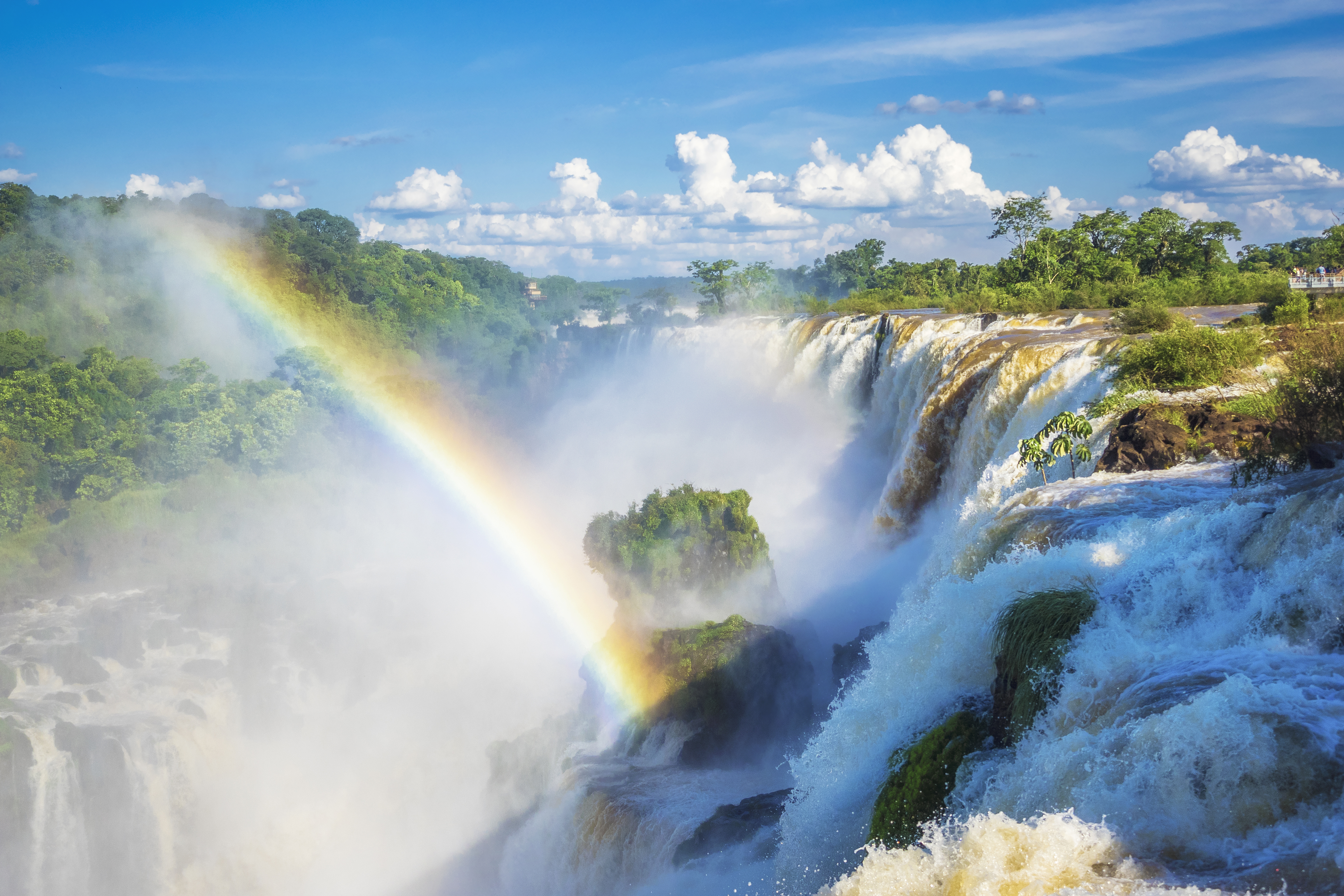 Iguazu Falls, on the border of Argentina and Brazil.