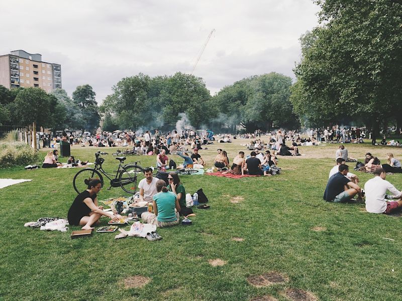 Park full of picnickers