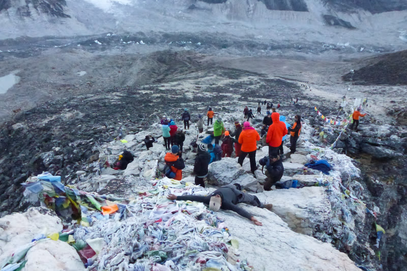 Climbers over the Kala Patthar, Gorakshep, Everest Base Camp trek, Nepal