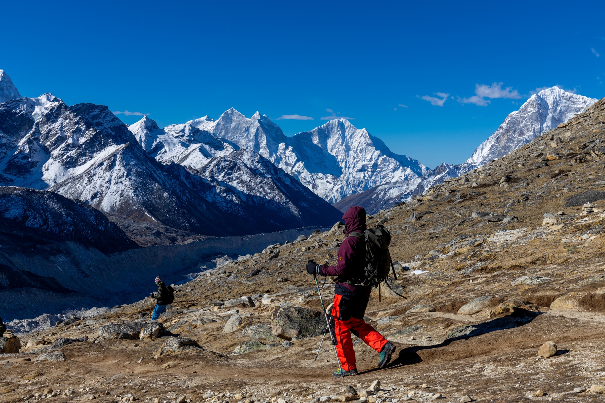 Hikers on the Everest Base Camp trek in Nepal
