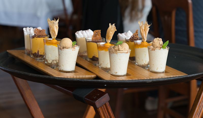 Lima Peru dessert tray in a restaurant