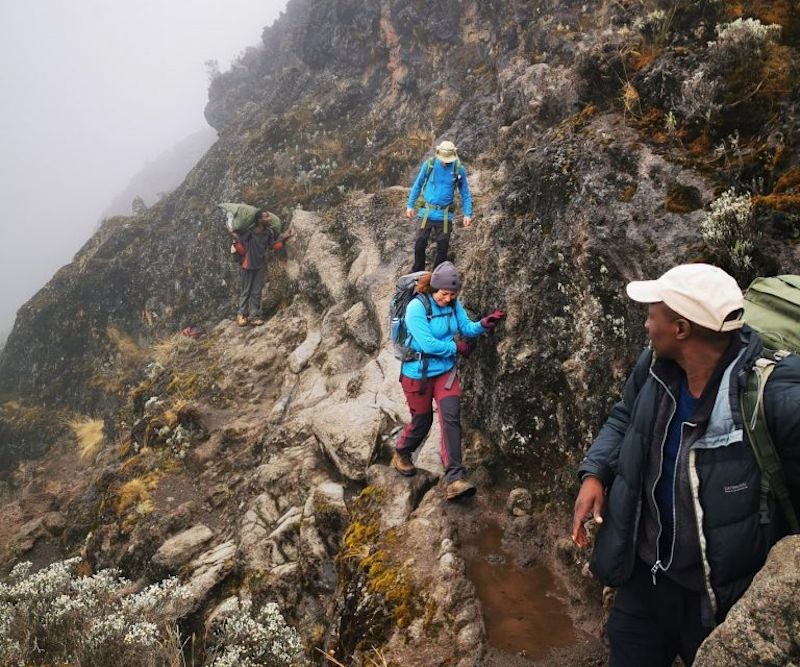 Climbing Barranco Wall in the mist