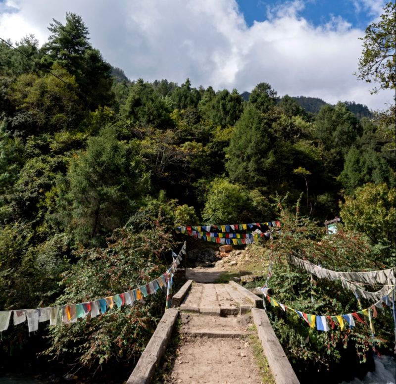 First bridge at the start of Jomolhari trek, Bhutan