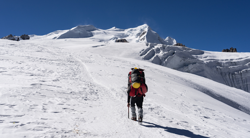 Trekker along Mera Peak