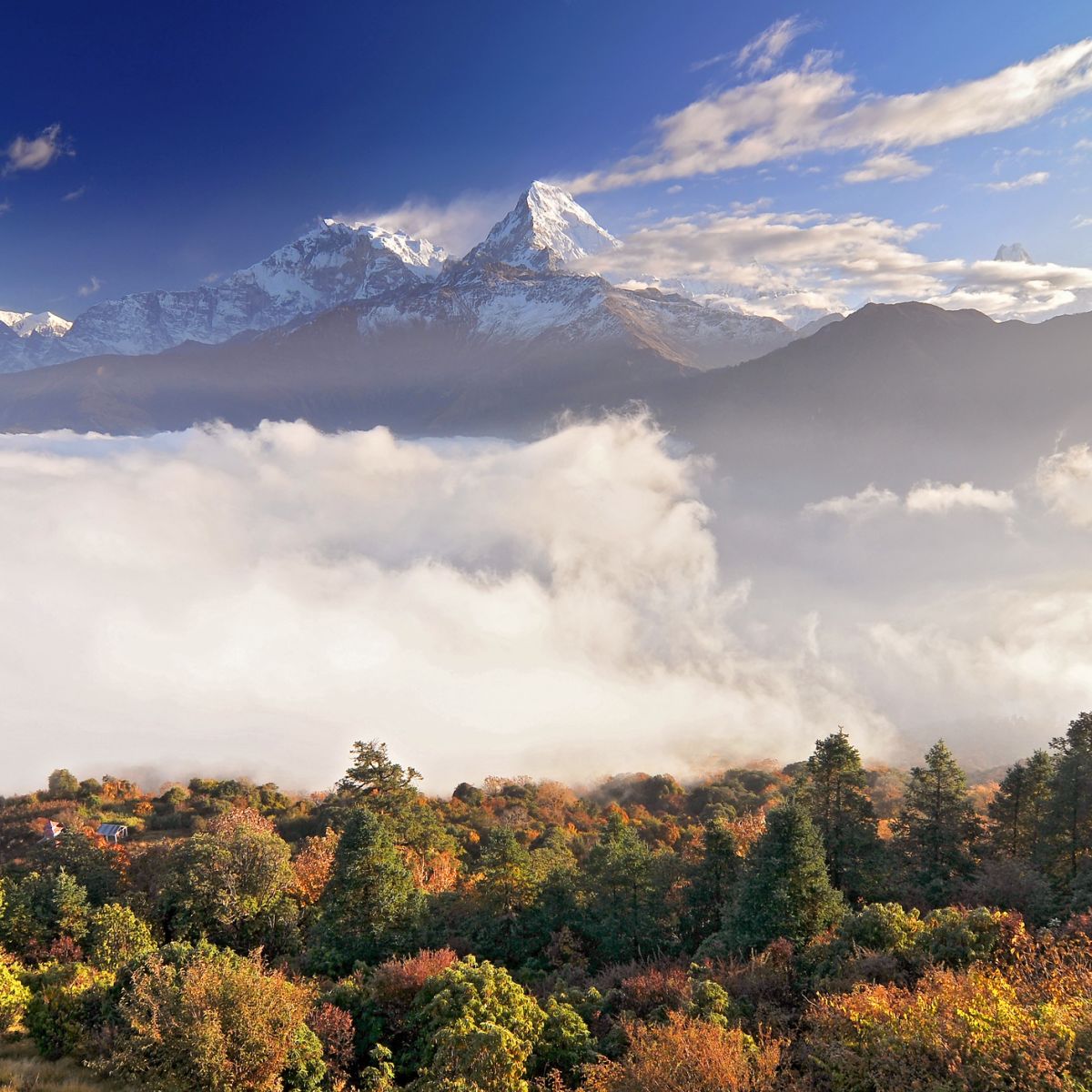 View of Annapurna mountain range including Annapurna I