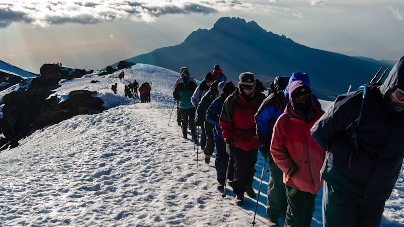 Trekkers spread out across the Lemosho route