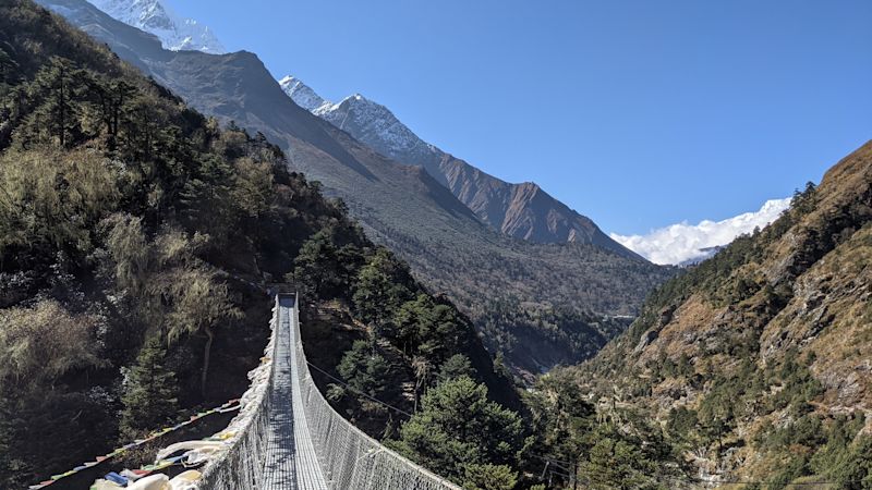 EBC trek Nepal suspension bridge