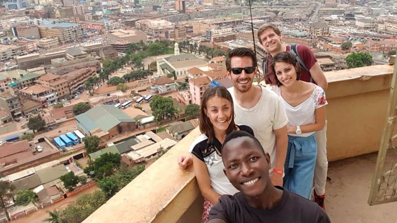 Dan and happy group in Kampala, Uganda