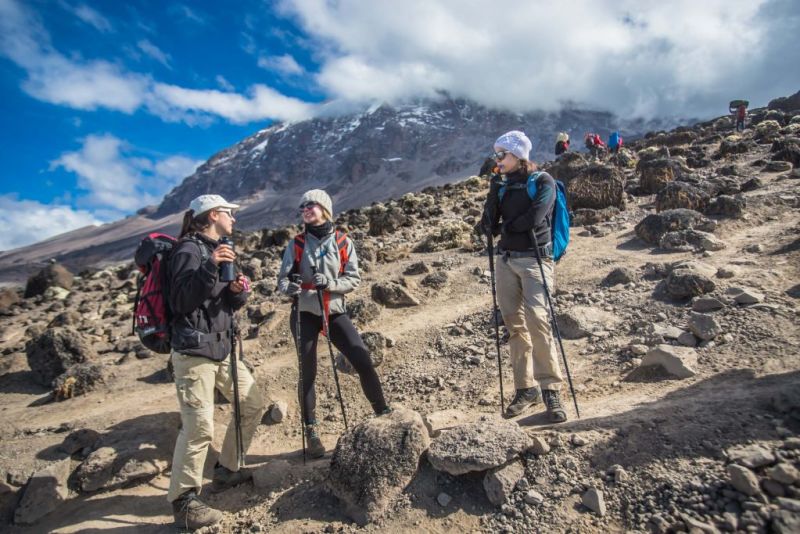 group of ladies climbing kilimanjaro with follow alice