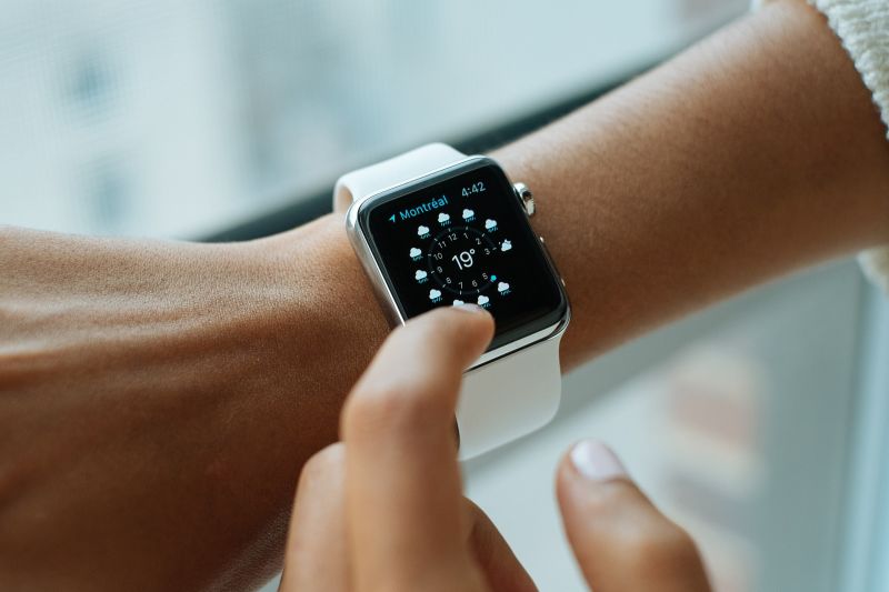 Close up of a smart watch on a woman's wrist