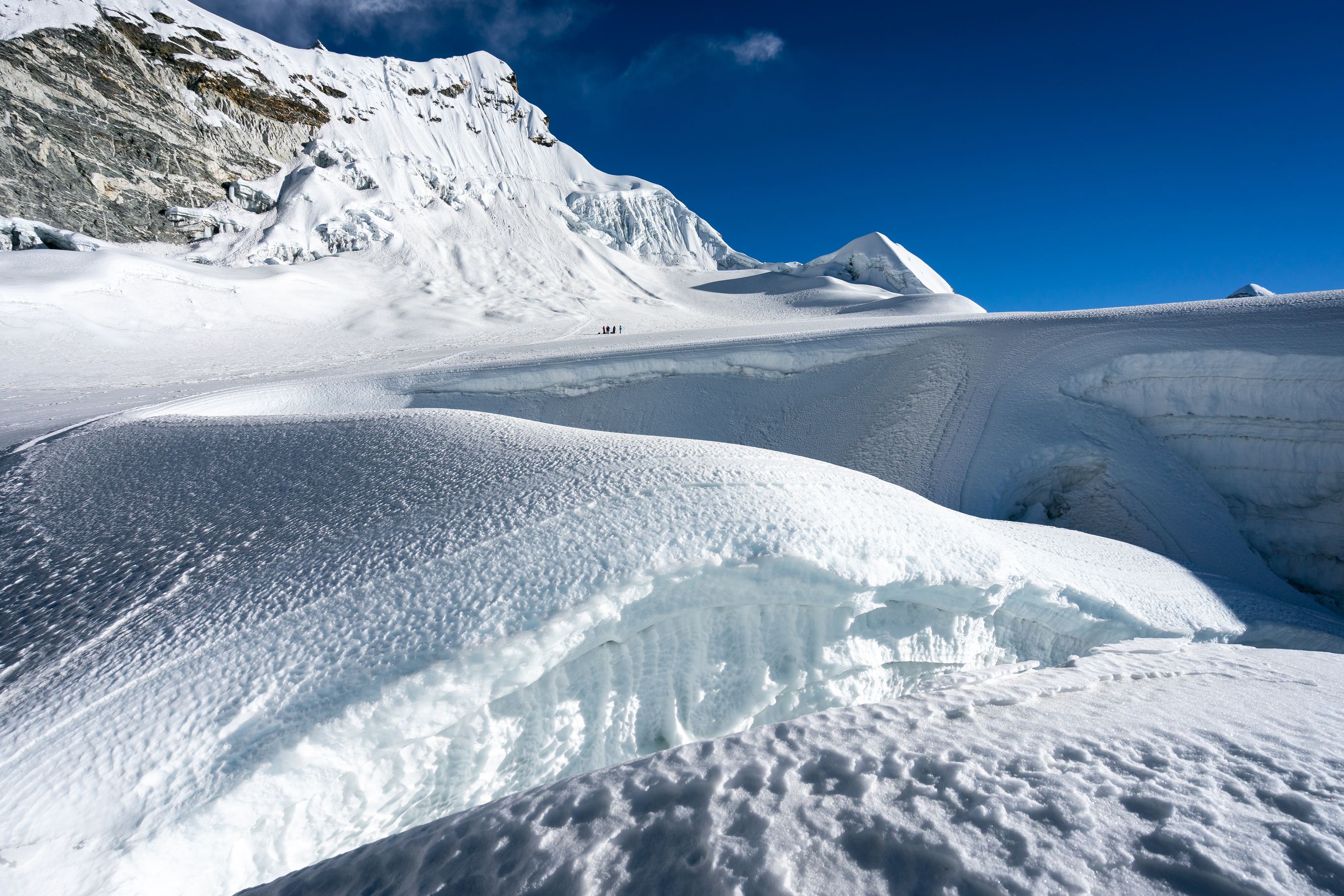 Glacier between the way to Island Peak summit, Himalayas mountain range, Nepal, Asia