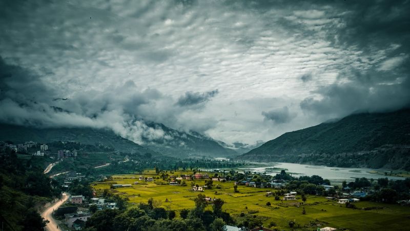 View of valley town of Manthali, Nepal