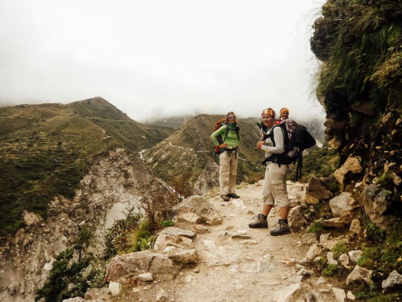 Three trekkers on their Everest Base Camp Trek