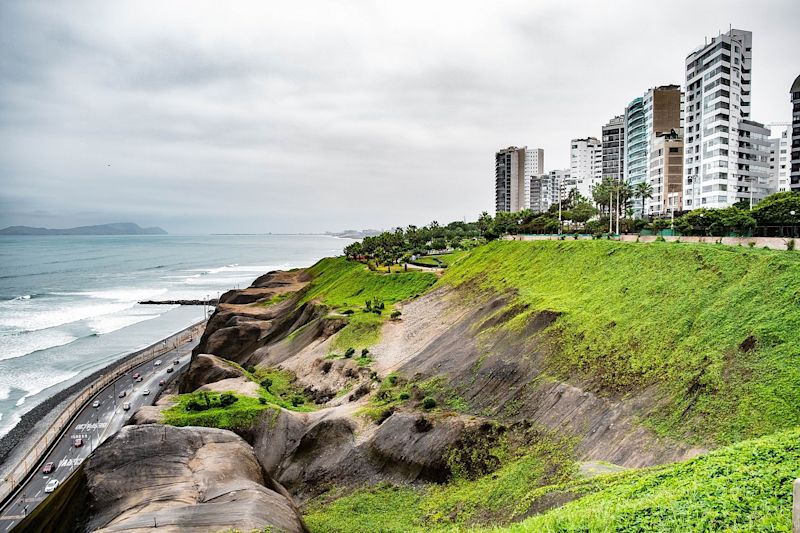 Lima clifftop highway city, Peru